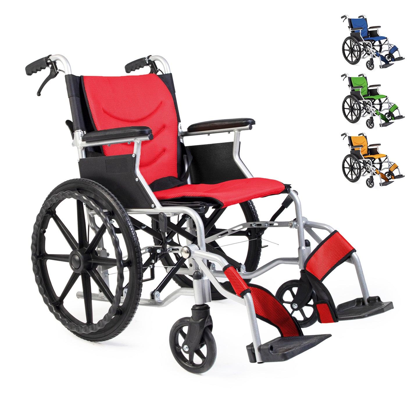 PIPIBEAR 車椅子 自走式車いす アルミ製 折りたたみ 車イス 介助自走 簡易車椅子 折り畳み 軽量 コンパクト 手押し 軽量車椅子 背折れタイプ 介助ブレーキ ノーパンクタイヤ 収納ポケット付き 自宅でも外出でも 車いす(オレンジ)