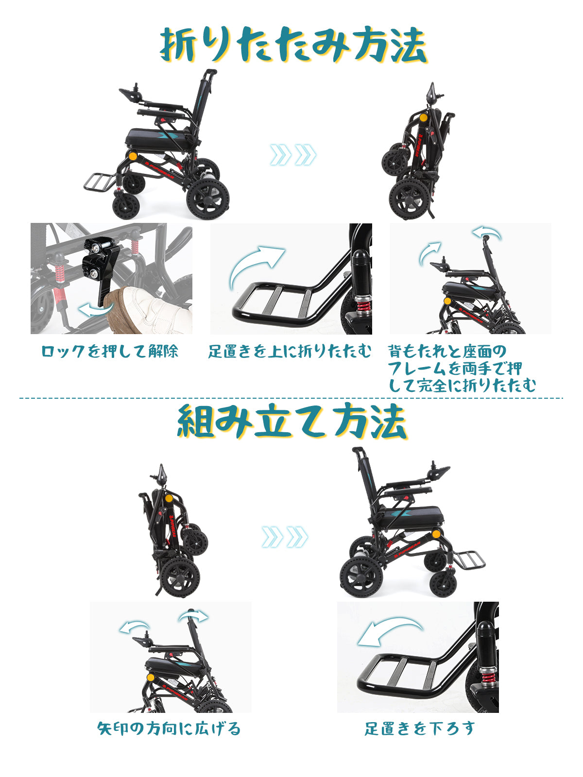 PIPIBEAR 電動車椅子 電動車いす 折りたたみ 軽量 コンパクト 耐荷重100kg 重量18kg バッテリー航続距離15KM 電磁ブレーキ 360°ジョイスティック 12Ahリチウムイオン電池 介助・自走兼用 組み立て不要 日本語取扱説明書 高齢者・障害者・妊婦向け
