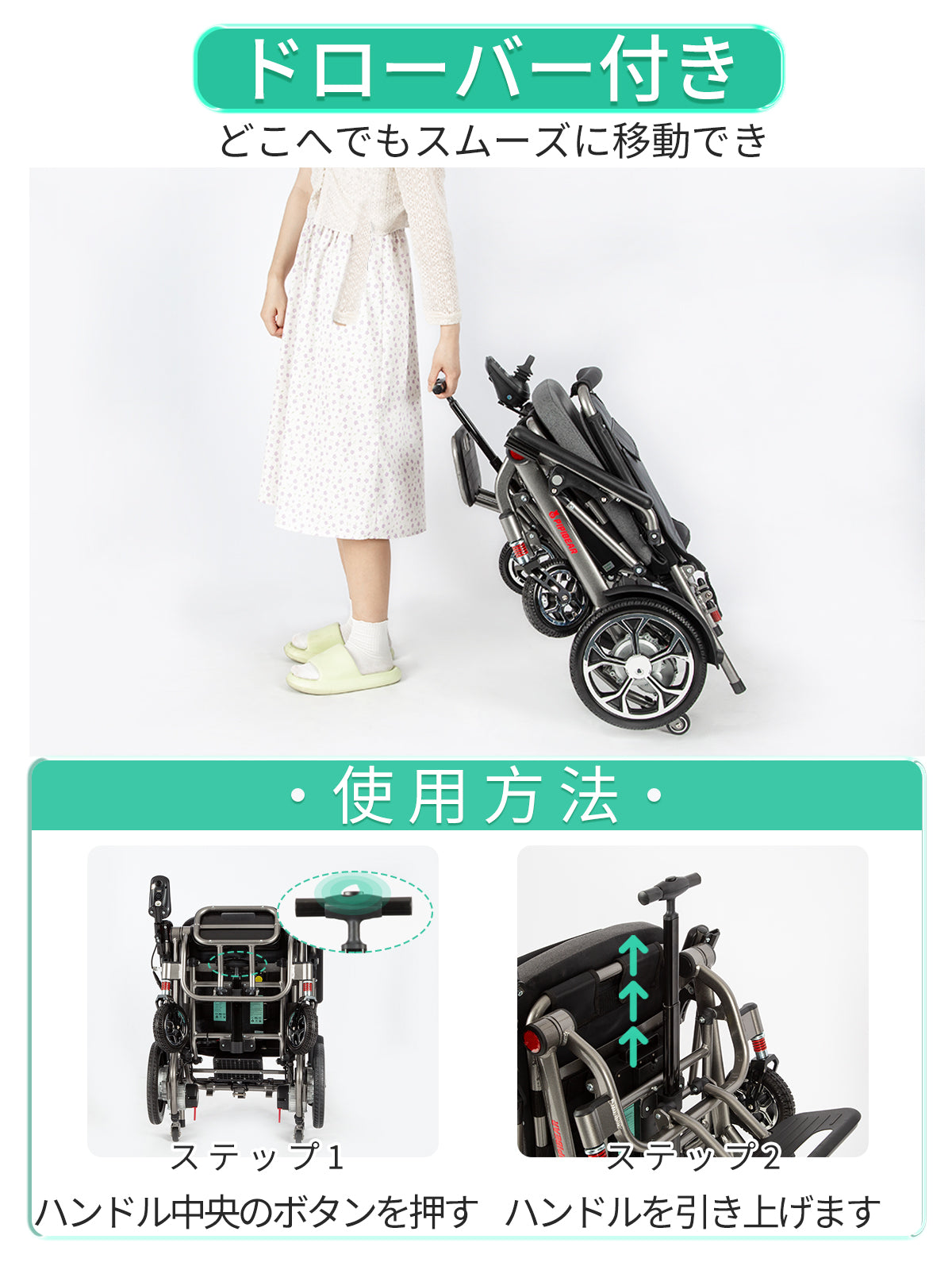 PIPIBEAR 電動車椅子 電動車いす 折りたたみ 軽量 コンパクト 車いす 航続15-18KM 軽量電動車椅子 キャリー 伸縮ハンドル付き 電磁自動ブレーキ フラッドライト付き 組み立て不要 障害者 高齢者 妊婦向け 日本語の説明書付き(PP-603L)