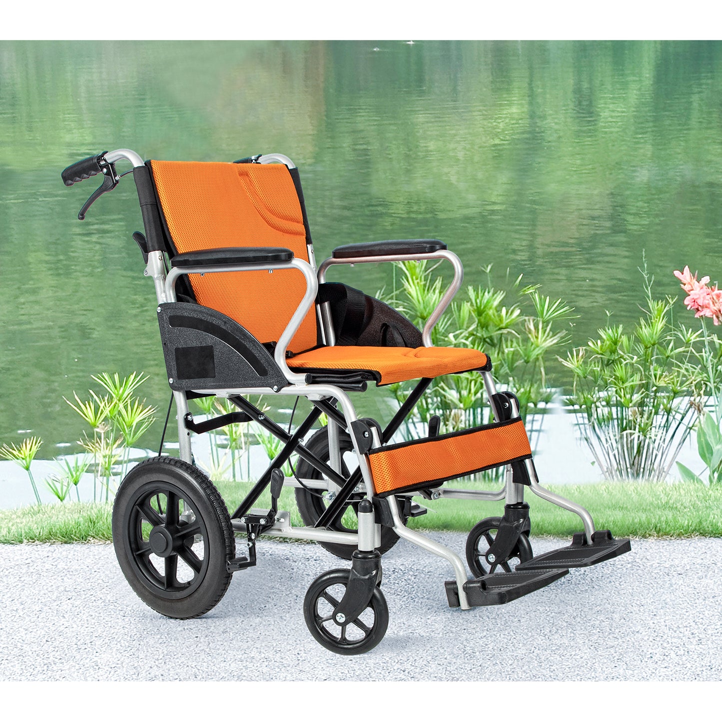 PIPIBEAR 車椅子 介助用車いす 折畳み 軽量 コンパクト 介助型 簡易車椅子 背折れタイプ ノーパンクタイヤ アルミ製 介助式車椅子 組み立て不要 簡易 軽量 持ち運び易い 外出用 室内用 旅行に適用