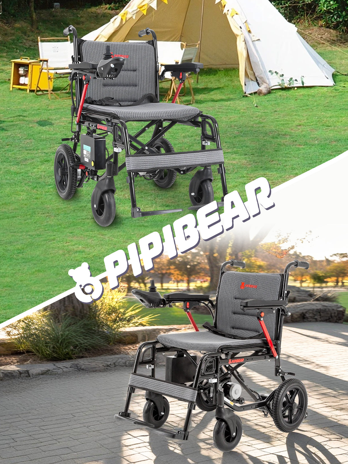 PIPIBEAR 電動車椅子 折りたたみ 軽量 コンパクト 軽量電動車椅子 アルミ製 介助・自走兼用 電動車いす 航続12-14KM 組み立て不要 障害者 高齢者 妊婦向け 日本語の説明書付き